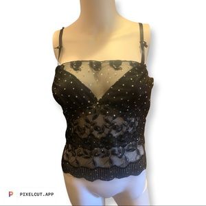 Gorgeous rhinestone bling Y2K sexy lingerie inspired top